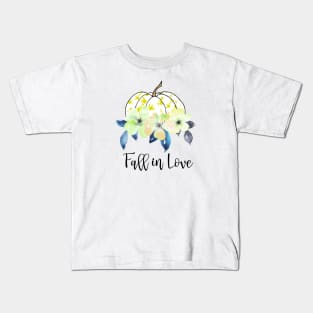 Fall in Love yellow pumpkin Kids T-Shirt